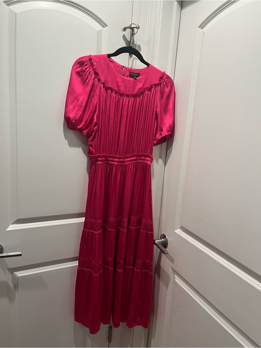 Current Air Girls' Hot Pink Pleated Puff-Sleeve Dress